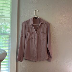 Express Blush Button-Down Blouse
